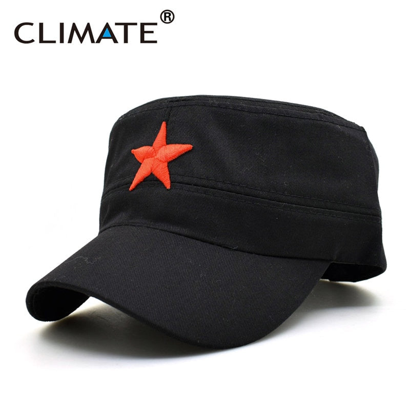 CLIMATE Communist Cap Caps Hats Men Red Star Army Cap Party Men International Brigades Flat Top Cool Army Military Hat Caps Man