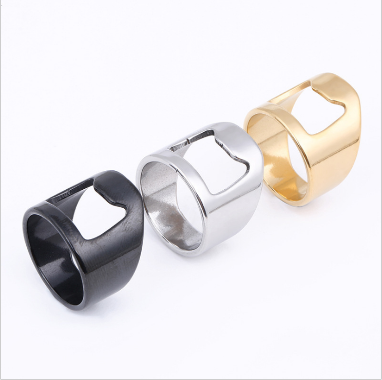 Opening ring can open beer bottle Stainless steel ring titanium steel ring opener
