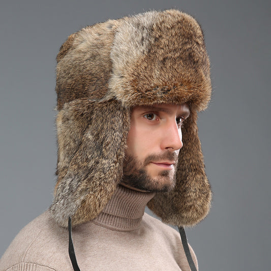 Imitation rabbit fur Lei Feng hat for men winter middle-aged and elderly hat for keeping warm outdoors
