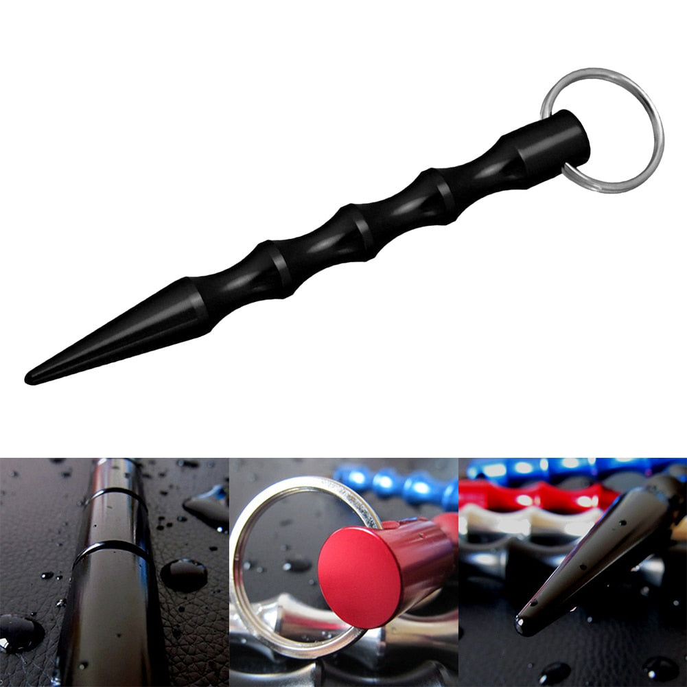 Creative Black Metal Kubaton Keychain / Keyring Pair For Pressure Tip Self Defense Cozy