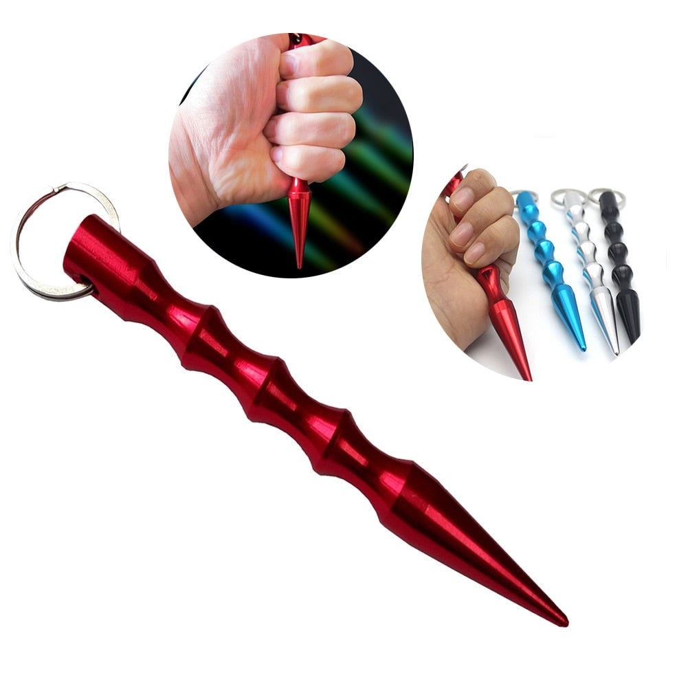 Creative Black Metal Kubaton Keychain / Keyring Pair For Pressure Tip Self Defense Cozy