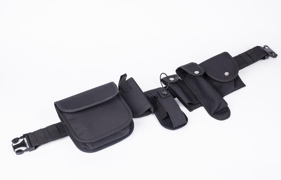 7 pcs Tactical Duty Belt Black Law Enforcement Hutning Equipment System Waist Gun Holster Flashlight Pouch set