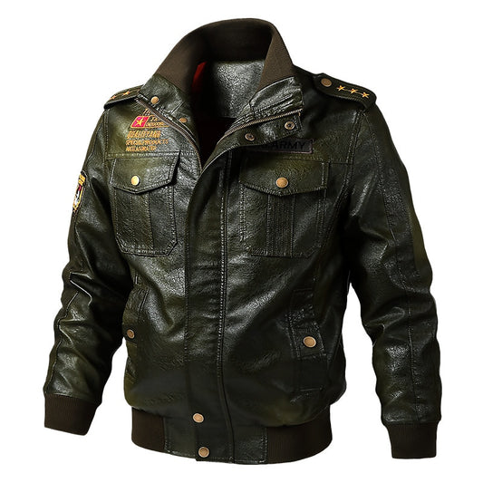 Faux Leather Jacket Men Spring Autumn Windproof Outwear Military Army Bomber Jacket and Coat 6XL Plus Size TD-MGND-08